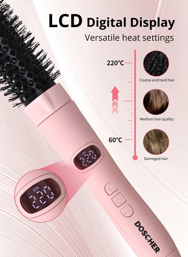 DOSCHER Thermal Brush Ionic Hair Styler Brush, 32mm Barrel for Straightening & Curling, Smooth & Shiny Hair, Adjustable 60–220°C, Fast Heat, Global Voltage - Image 3