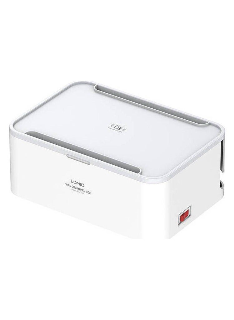 لدنيو SN5310W - مشترك كهرباء مزود بشاحن لاسلكي (15 واط) وسلك تمديد بطول 2 متر، وحماية من ارتفاع الجهد (2500 واط)، ومنفذ USB-C PD (20 واط)، وتقنية الشحن السريع QC 3.0، ومنفذ USB-A بتقنية التعرف الذكي (Auto-ID)؛ محطة شحن ذكية للمكتب مع ميزة تنظيم الكابلات، مناسبة للمنزل والمكتب ومنصات الألعاب. - Image 1