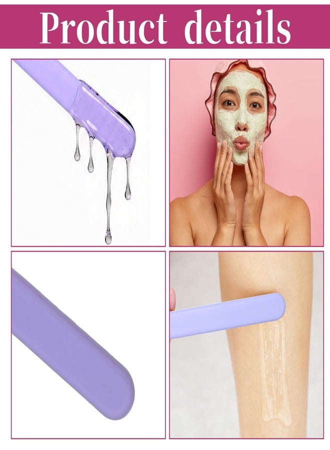 Aysatogc 4 PCS Non-Stick Wax Spatulas Set, Silicone Wax Applicator Different Sizes Scrapers Reusable Silicone Stirring Stick For Home Salon Body Use (Purple) - Image 4