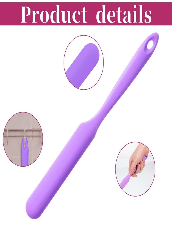 Aysatogc 4 PCS Non-Stick Wax Spatulas Set, Silicone Wax Applicator Different Sizes Scrapers Reusable Silicone Stirring Stick For Home Salon Body Use (Purple) - Image 3