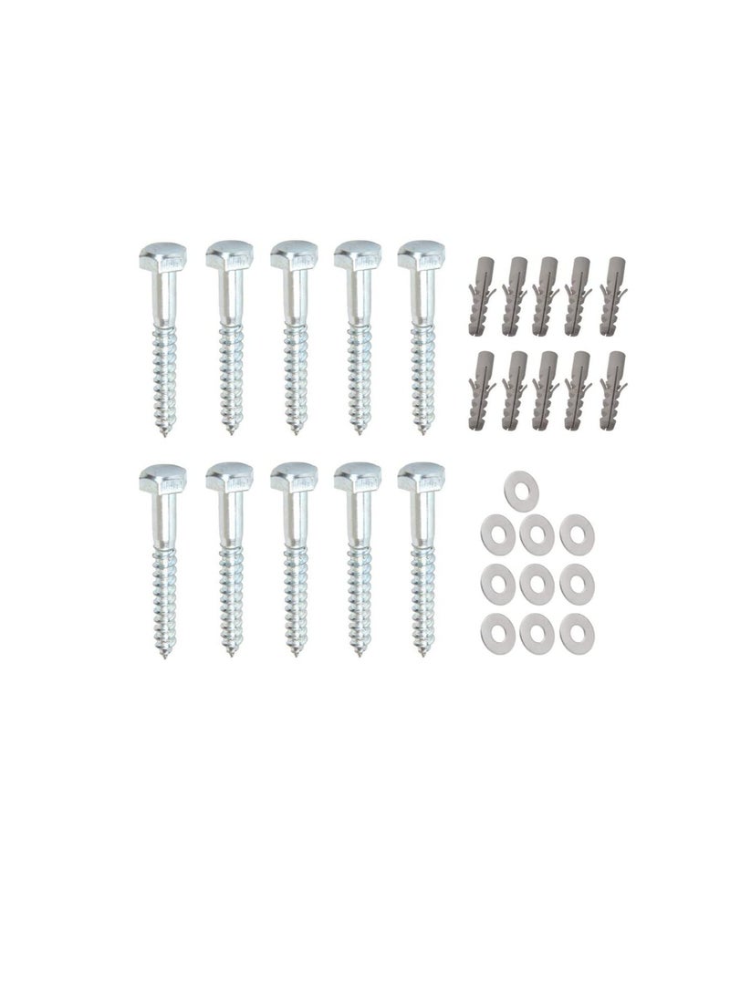 10 Pcs Galvanized Hex Head Coach Screws with Washer & Fisher Plug Wood Working for Holding Together Heavy Timber and Concrete Working 6mm Length 1-1/2 inch  - Image 1