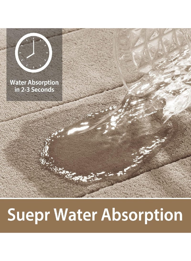 Comfortable, Soft, Super Absorbent Memory Foam Bath Mat Rug Beige, 24 x 17 Iinches - Image 4