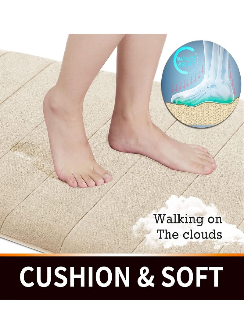Comfortable, Soft, Super Absorbent Memory Foam Bath Mat Rug Beige, 24 x 17 Iinches - Image 3