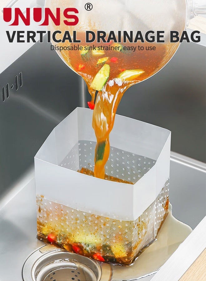 UNUNS Sink Garbage Bags,200pcs Drain bags,Kitchen Self-Standing Filters,Disposable Sink Drain Bags for Leftover Food Scraps,25*18cm - Image 2