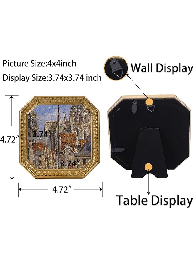 erorex Antique Picture Frame 4X4 Vintage Picture Frame Small Ornate Frame 4X4 Square Gold Picture Frame Antique Wall Decor - Image 2