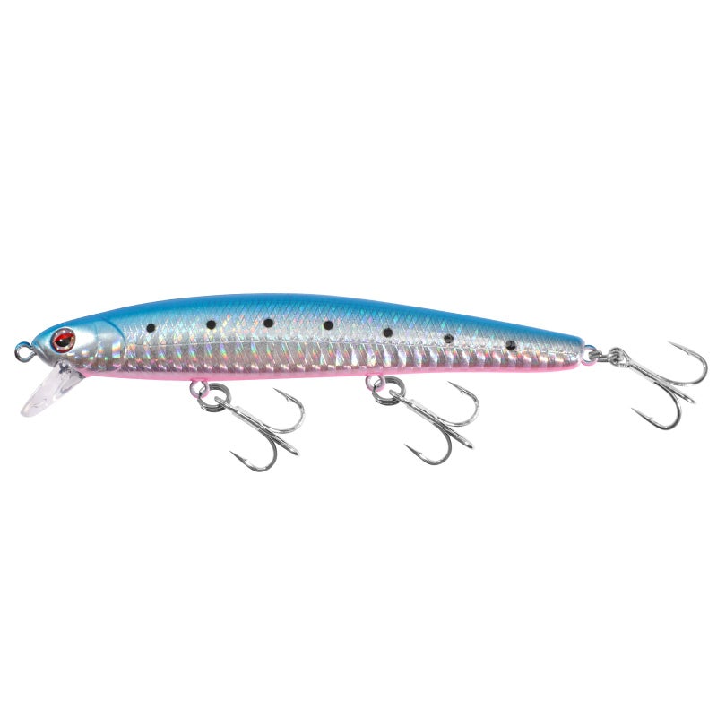 LITTMA California Surf Fishing Lures Saltwater Jerkbait Crankbait Surf Minnow 110 - Metallic Sardine Super Glow & Pearl Pink Belly Glow Lures for Halibut & Striper Fishing - Image 1