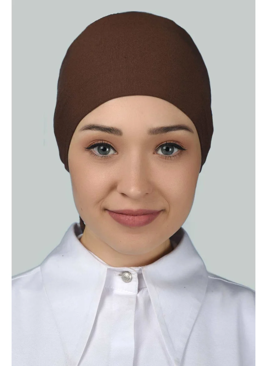 Altobeh Women's Seamless Lace-Up Non-Slip Hijab Combed Cotton Bonnet - Chocolate