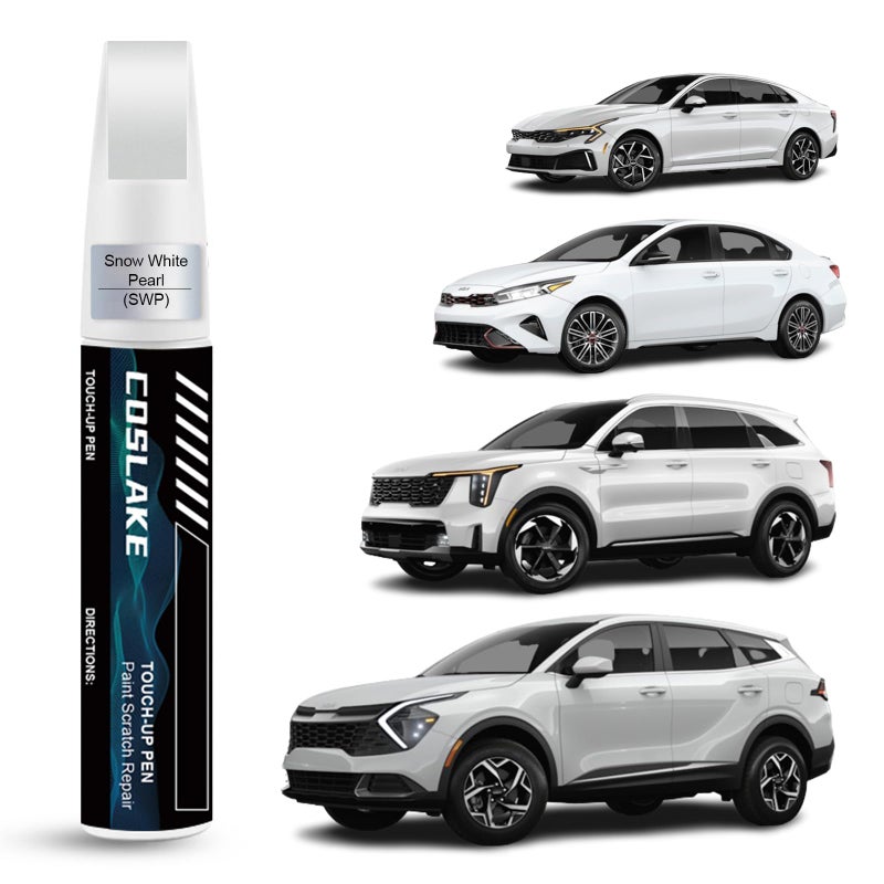 COSLAKE Car Touch Up PaintSnow White PearlSWP for Kia Car Paint Scratch Repair Kit Quick Easy Solution to Repair 2 in 1 Scratch Remover Pen with ColorMatched