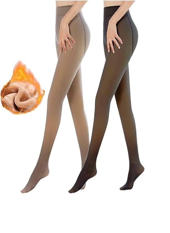 RATSAW Thermal Stockings Pantyhose for women, 2pcs Mitid Fleece Lined Tights, Fake Translucent Slimming Breathable Stretchy Soft smooth Comfortable and Dry for Outdoor Indoor Autumn Winter (220g)  - Image 1