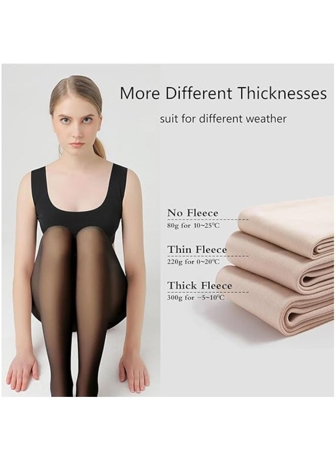 RATSAW Thermal Stockings Pantyhose for women, 2pcs Mitid Fleece Lined Tights, Fake Translucent Slimming Breathable Stretchy Soft smooth Comfortable and Dry for Outdoor Indoor Autumn Winter (220g)  - Image 2