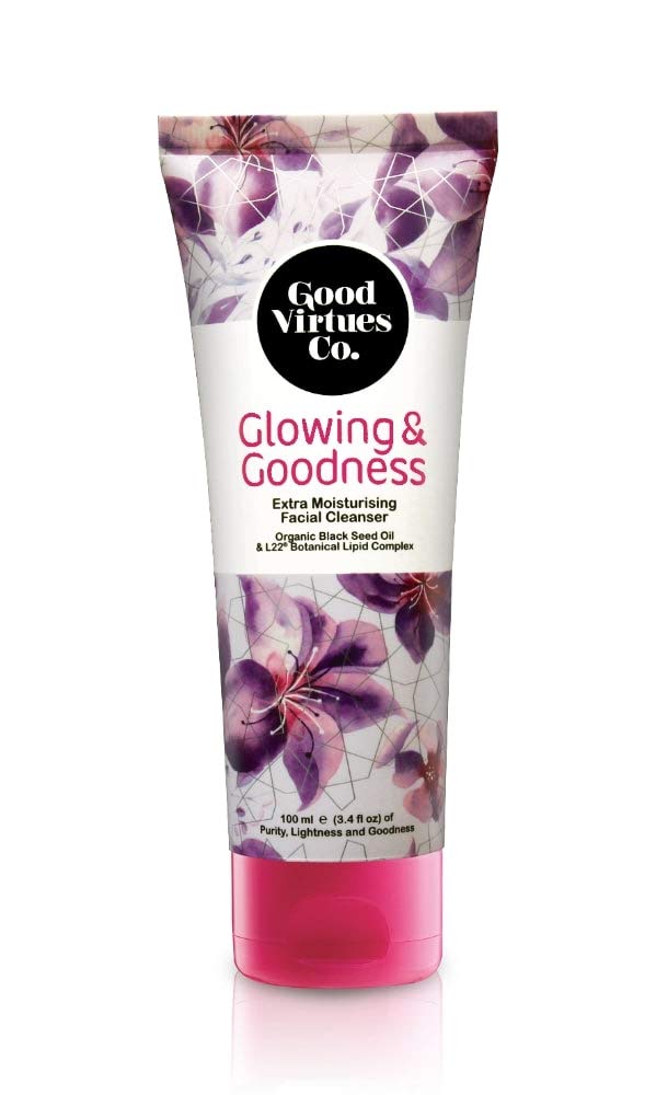 Good Virtues Co Extra Moisturising Facial Cleanser  L22 Patented Lipid Complex Improves Skin Radiance and Elasticity  Jojoba Macadamia and Olive Oil Extracts and Black Seed Oil Soothes  Supports Skin Barrier  100ml - Image 1