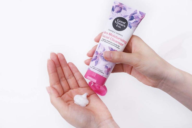 Good Virtues Co Extra Moisturising Facial Cleanser  L22 Patented Lipid Complex Improves Skin Radiance and Elasticity  Jojoba Macadamia and Olive Oil Extracts and Black Seed Oil Soothes  Supports Skin Barrier  100ml - Image 2