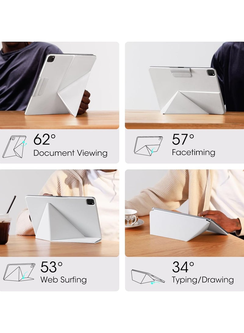 عام متوافق مع iPad Air بحجم 13 إنش لعام 2024 (M2) و iPad Pro بحجم 12.9 إنش (الجيل الثالث حتى السادس)، حافظة خفيفة الوزن مع مغناطيس تدعم الصورة العمودية/الأفقية بـ 4 زوايا وقوائم شاملة. - Image 2