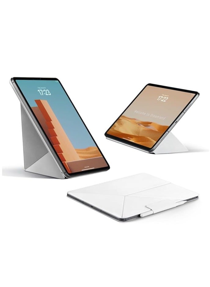 عام متوافق مع iPad Air بحجم 13 إنش لعام 2024 (M2) و iPad Pro بحجم 12.9 إنش (الجيل الثالث حتى السادس)، حافظة خفيفة الوزن مع مغناطيس تدعم الصورة العمودية/الأفقية بـ 4 زوايا وقوائم شاملة. - Image 1