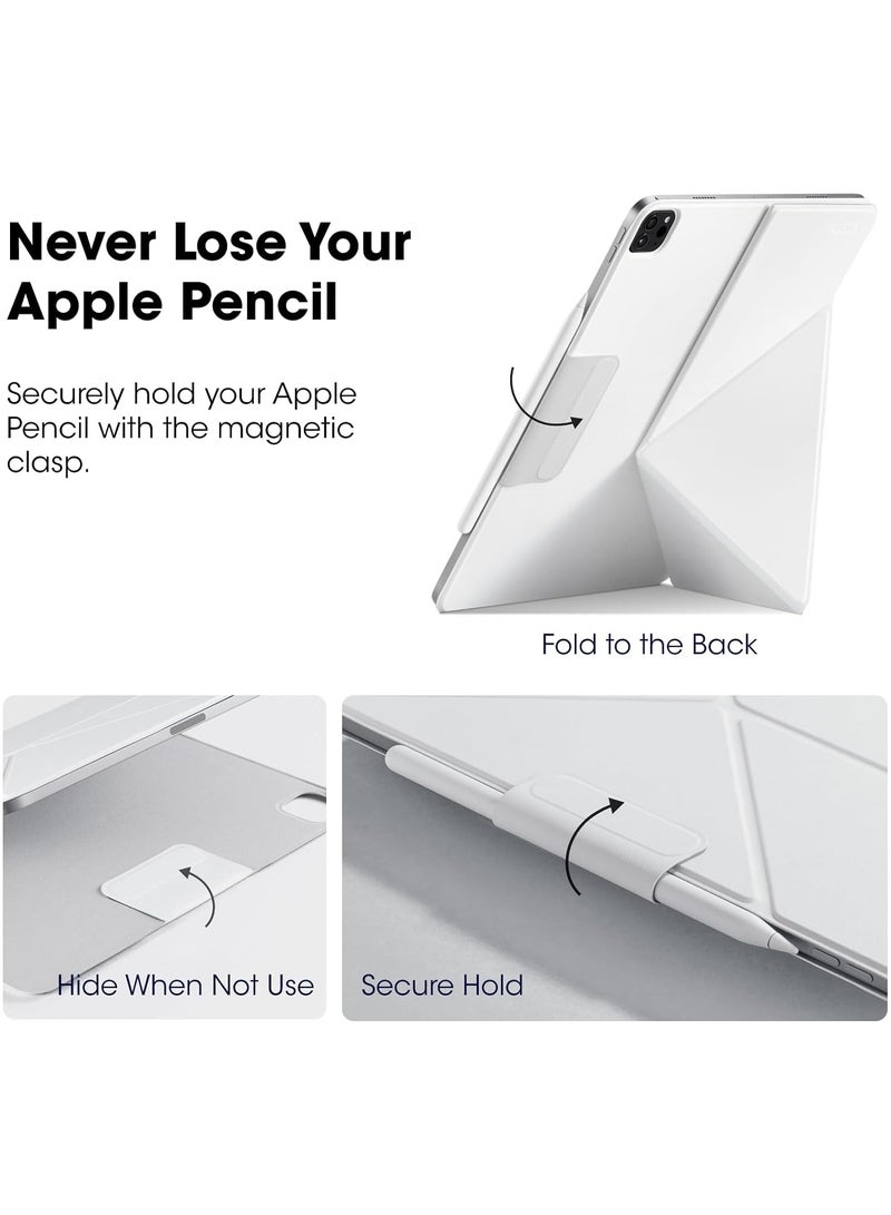 عام متوافق مع iPad Air بحجم 13 إنش لعام 2024 (M2) و iPad Pro بحجم 12.9 إنش (الجيل الثالث حتى السادس)، حافظة خفيفة الوزن مع مغناطيس تدعم الصورة العمودية/الأفقية بـ 4 زوايا وقوائم شاملة. - Image 4