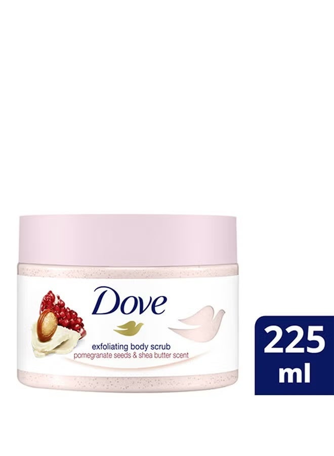 Dove Pomegranate and Shea Butter Body Scrub for naturally soft and nourished skin, pink, 225ml - Image 1