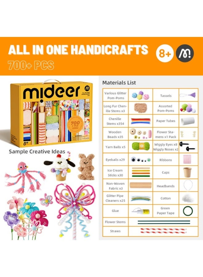 Mideer All-in-One Handicrafts Kit for Kids – 700+ Pieces DIY Arts & Crafts Set with Pom Poms, Beads, Pipe Cleaners, Yarn & Craft Supplies, Creative STEM Craft Activity Kit for Kids Age 3+ - Image 3