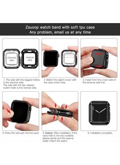 Zsuoop Metal Stainless Steel Band Compatible with Apple Watch Bands 45mm With Screen Protector Case,Magnetic Loop Milanese Adjustable Bands for iWatch Series 8/7/6/5/4/3/2/1/SE Women Men,Silver  - Image 3