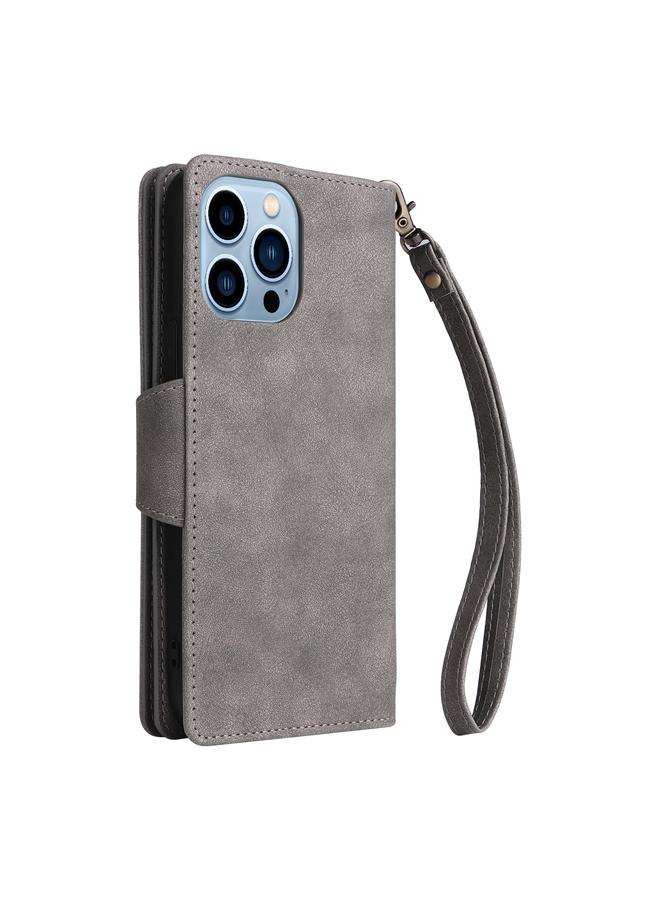 Zaboon Case For iPhone 13 Pro Max Rivet Buckle 9 Cards Three Fold Leather Phone Case - Image 3