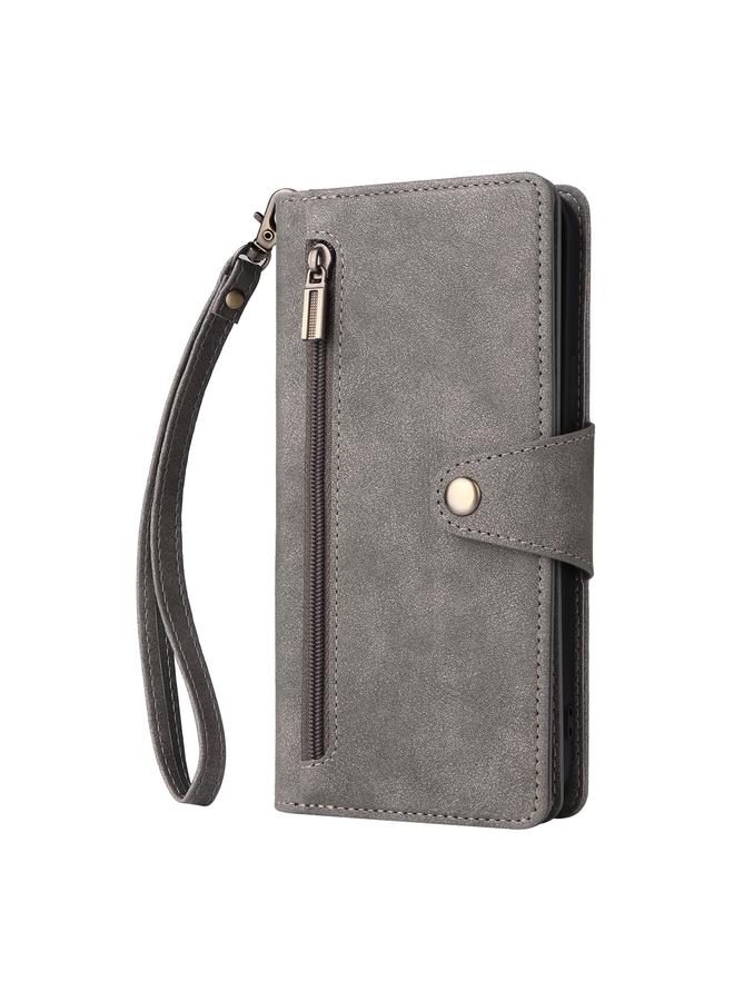 Zaboon Case For iPhone 13 Pro Max Rivet Buckle 9 Cards Three Fold Leather Phone Case - Image 2