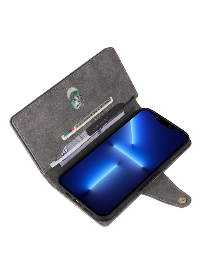 Zaboon Case For iPhone 13 Pro Max Rivet Buckle 9 Cards Three Fold Leather Phone Case - Image 5