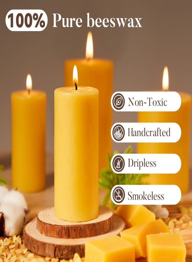 Crenovo 3 Pack Beeswax Pillar Candles, 2x4 Inch - 100% Pure Organic Natural Bees Wax, Unscented Dripless Smokeless Bulk Candles for Home Decor, Emergency, Praye - Image 2