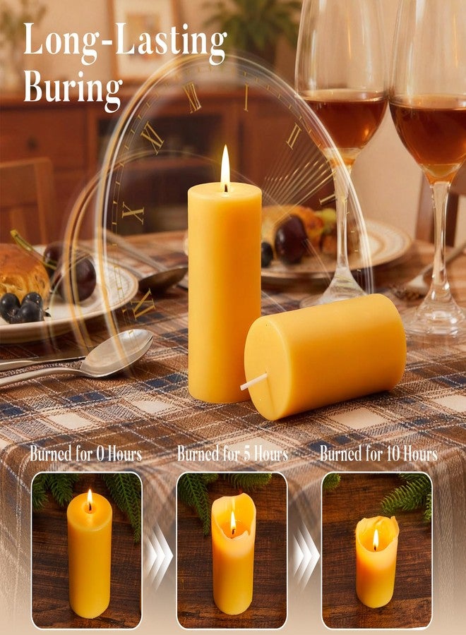 Crenovo 3 Pack Beeswax Pillar Candles, 2x4 Inch - 100% Pure Organic Natural Bees Wax, Unscented Dripless Smokeless Bulk Candles for Home Decor, Emergency, Praye - Image 4