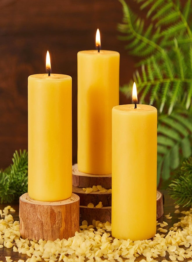 Crenovo 3 Pack Beeswax Pillar Candles, 2x4 Inch - 100% Pure Organic Natural Bees Wax, Unscented Dripless Smokeless Bulk Candles for Home Decor, Emergency, Praye - Image 1