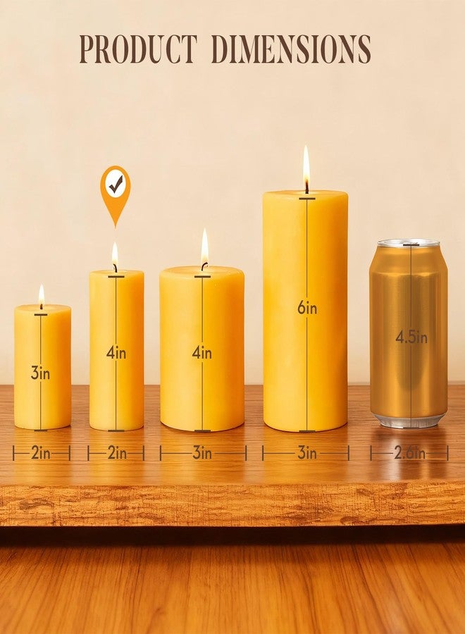 Crenovo 3 Pack Beeswax Pillar Candles, 2x4 Inch - 100% Pure Organic Natural Bees Wax, Unscented Dripless Smokeless Bulk Candles for Home Decor, Emergency, Praye - Image 3