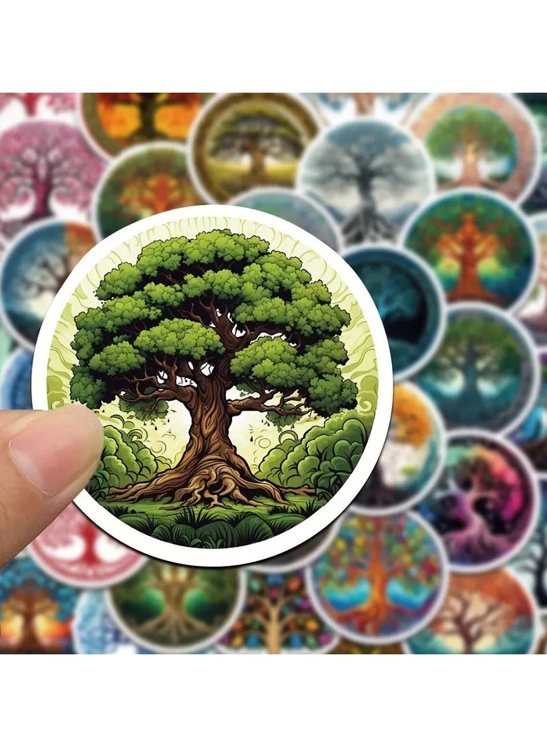 Goolsky GUTBD 50pcs Life Tree Series Cute Cartoon Stickers - Waterproof, Matte Finish for DIY Decorating Laptops, Phones & Suitcases - Image 2