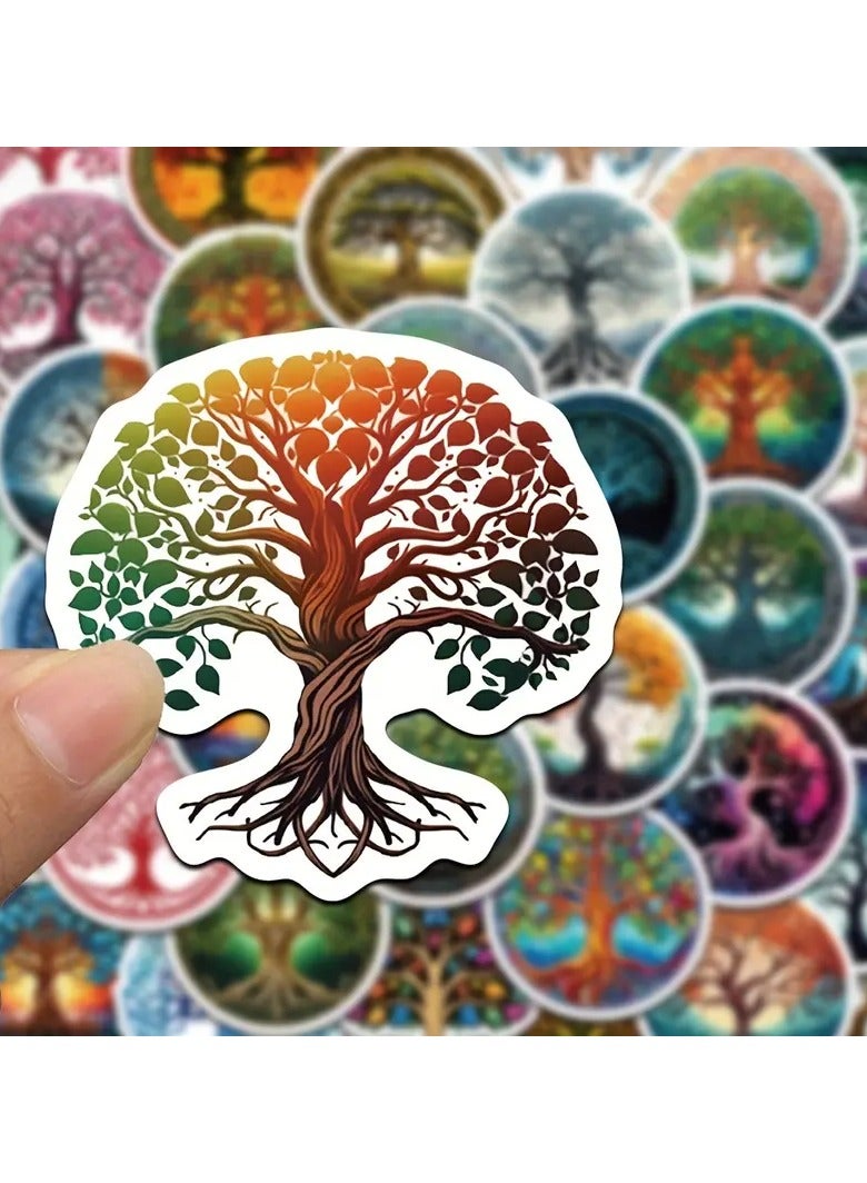 Goolsky GUTBD 50pcs Life Tree Series Cute Cartoon Stickers - Waterproof, Matte Finish for DIY Decorating Laptops, Phones & Suitcases - Image 4