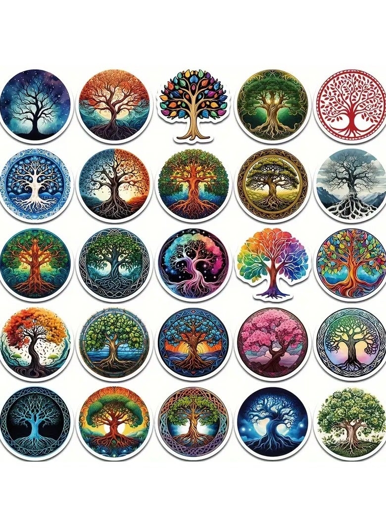 Goolsky GUTBD 50pcs Life Tree Series Cute Cartoon Stickers - Waterproof, Matte Finish for DIY Decorating Laptops, Phones & Suitcases - Image 5