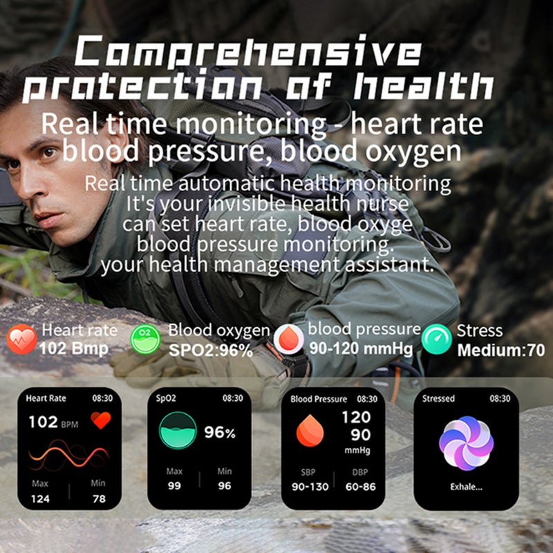 Waterproof Smart Watch Heart Rate Monitor Fitness Tracker  Activity Tracker Smart Sport Watches Long Standby Time Multifunctional Health Monitoring Smart Reminder Outdoor Assistance - Image 2