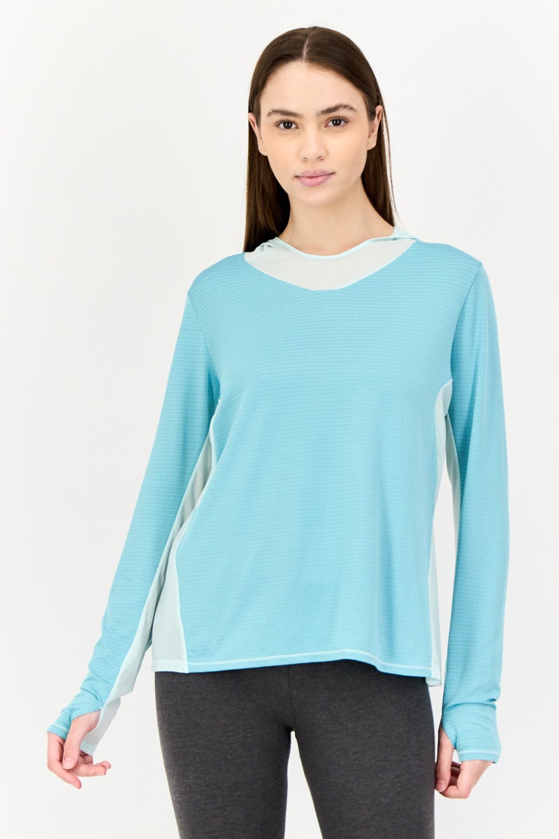 Hoka Women Sportswear Fit Long Sleeves Training Sweatshirt,Teal Blue - Image 1