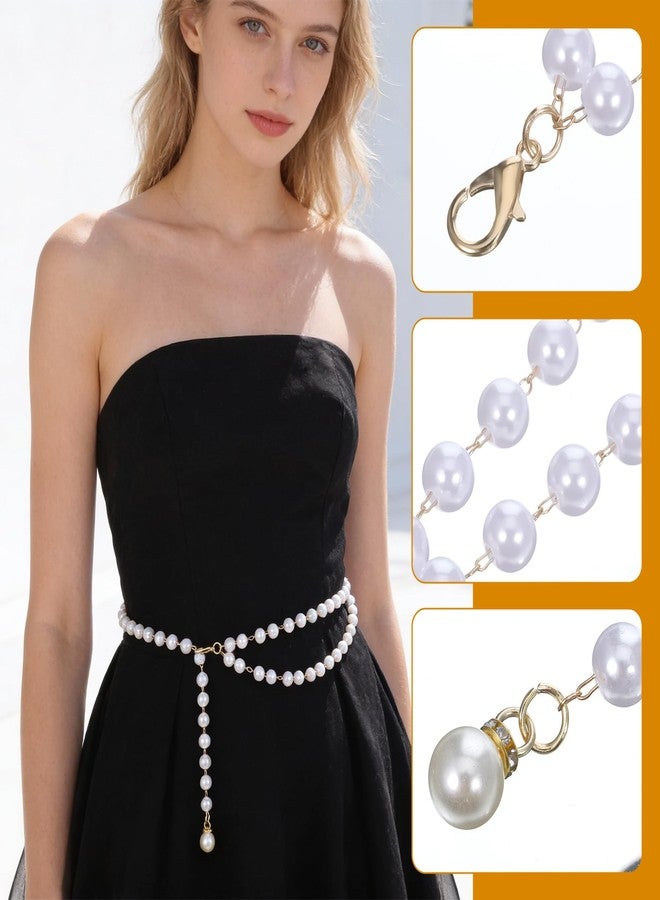 Eldraqth Pearl Belts for Women, Gold Adjustable Pearl Waist Chain Fashion Pearlescent Body Chain Belt Trendy Plus Size Chains Belts for Women Dresses Jeans Summer Beach Body Jewelry - Image 3