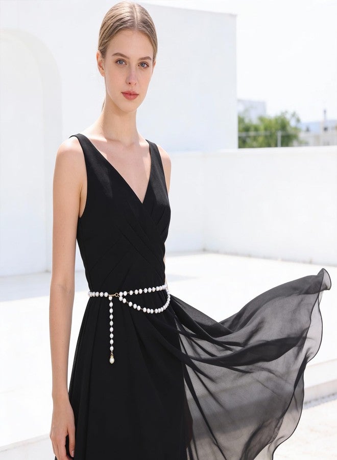 Eldraqth Pearl Belts for Women, Gold Adjustable Pearl Waist Chain Fashion Pearlescent Body Chain Belt Trendy Plus Size Chains Belts for Women Dresses Jeans Summer Beach Body Jewelry - Image 5
