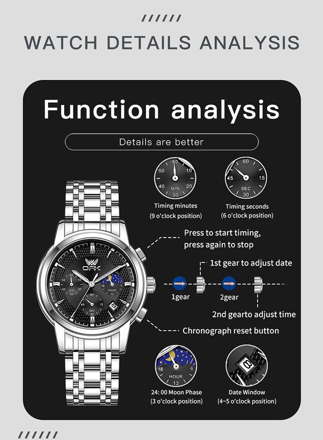 Opk Men'S Watch Business Luminous Waterproof Multifunctional Quartz Watch 6050 - Image 5