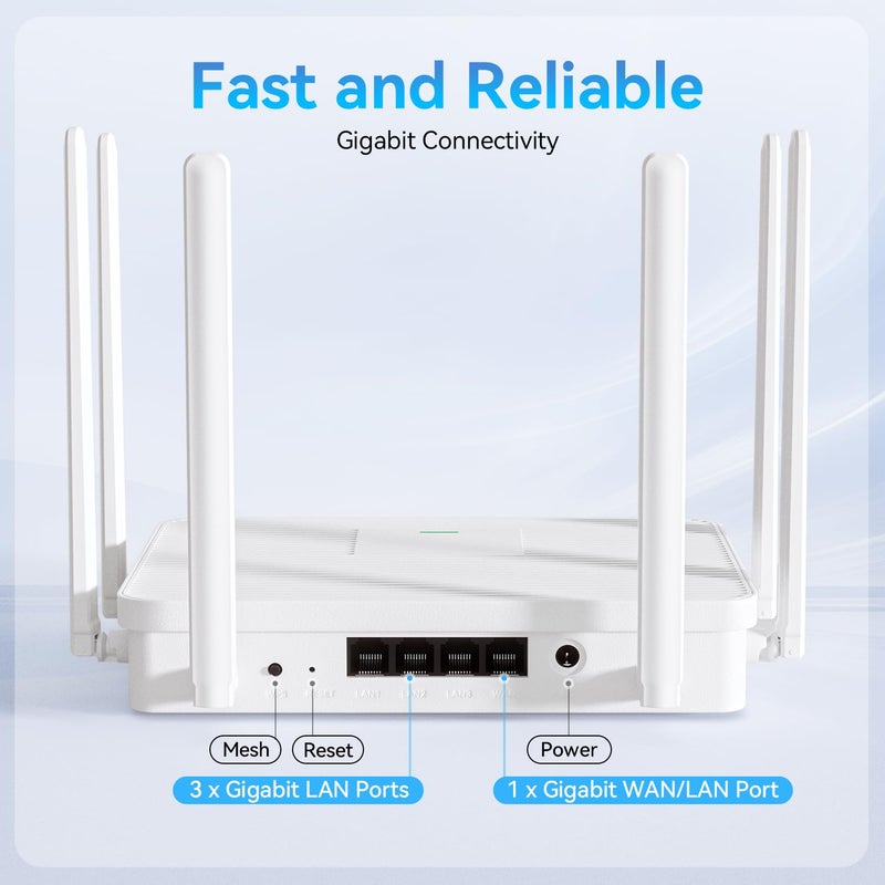 BLIYEE 2026 New AX3000 WiFi 6 Router, Dual Band Full Gigabit Wireless Router with 6 High-Gain Antennas | 4 Gigabit Ports | Easy Setup | VPN Support, Home & Business - Image 4