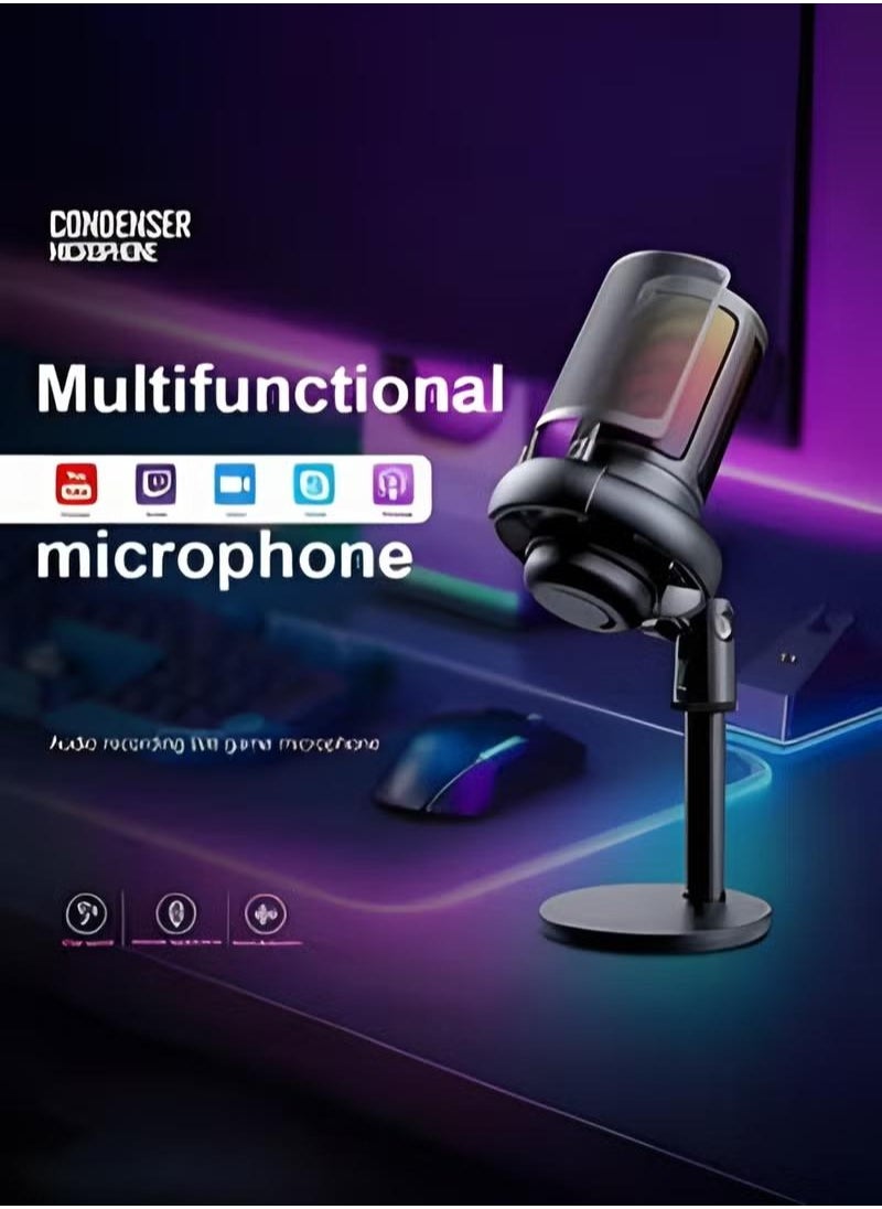 XiuWoo - Gaming Ready USB Microphone for PS5 and Mac Versatile Condenser Mic with RGB Lighting Mute Button Pop Filter Gain Knob and Monitoring Jack - Image 1