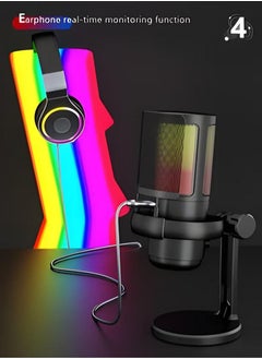 XiuWoo Gaming Ready USB Microphone for PS5 and Mac Versatile Condenser Mic with RGB Lighting Mute Button Pop Filter Gain Knob and Monitoring Jack  - Image 2