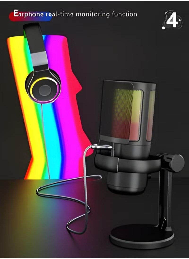 XiuWoo - Gaming Ready USB Microphone for PS5 and Mac Versatile Condenser Mic with RGB Lighting Mute Button Pop Filter Gain Knob and Monitoring Jack - Image 1