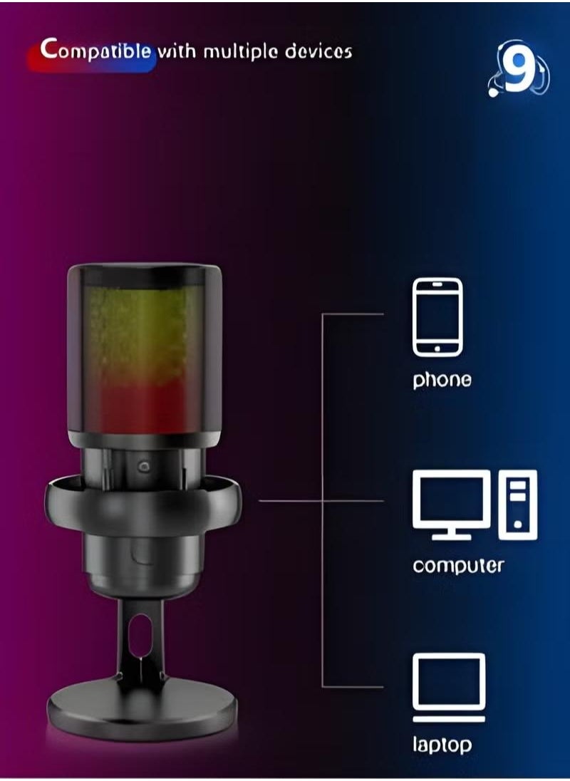 XiuWoo - Gaming Ready USB Microphone for PS5 and Mac Versatile Condenser Mic with RGB Lighting Mute Button Pop Filter Gain Knob and Monitoring Jack - Image 1