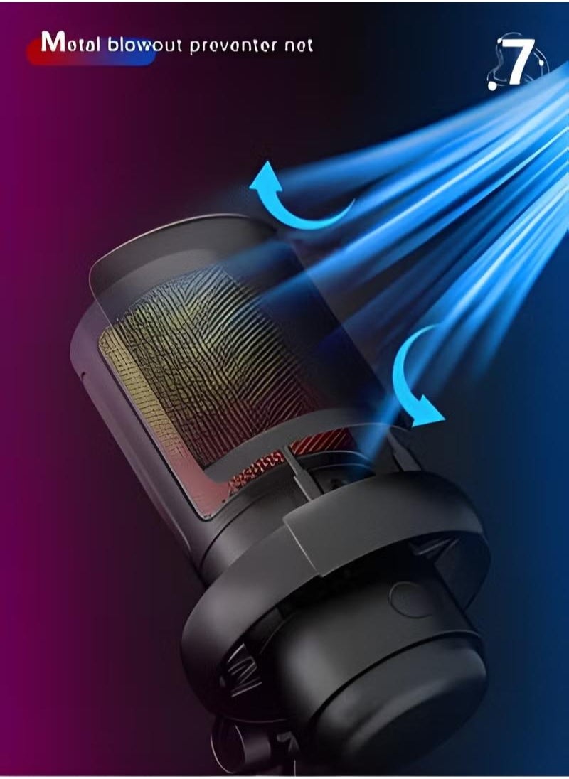 XiuWoo - Gaming Ready USB Microphone for PS5 and Mac Versatile Condenser Mic with RGB Lighting Mute Button Pop Filter Gain Knob and Monitoring Jack - Image 1