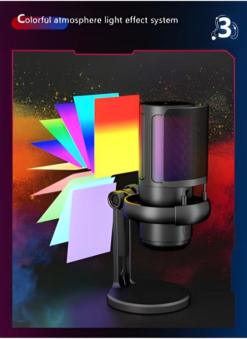 XiuWoo - Gaming Ready USB Microphone for PS5 and Mac Versatile Condenser Mic with RGB Lighting Mute Button Pop Filter Gain Knob and Monitoring Jack - Image 1