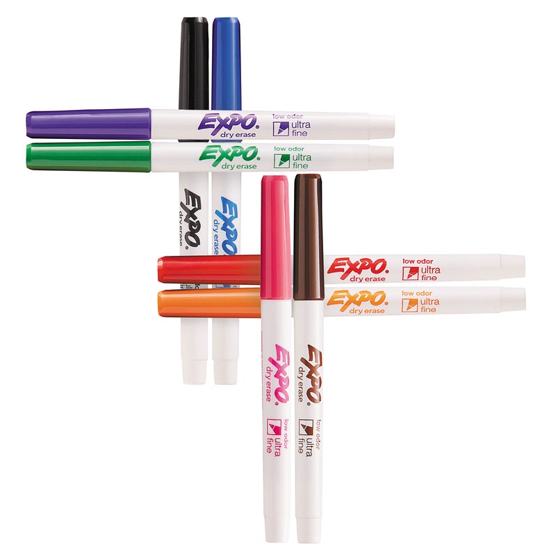 EXPO Low Odor Dry Erase Markers, Ultra-Fine Tip, Assorted Colors, 8 Count - Image 2