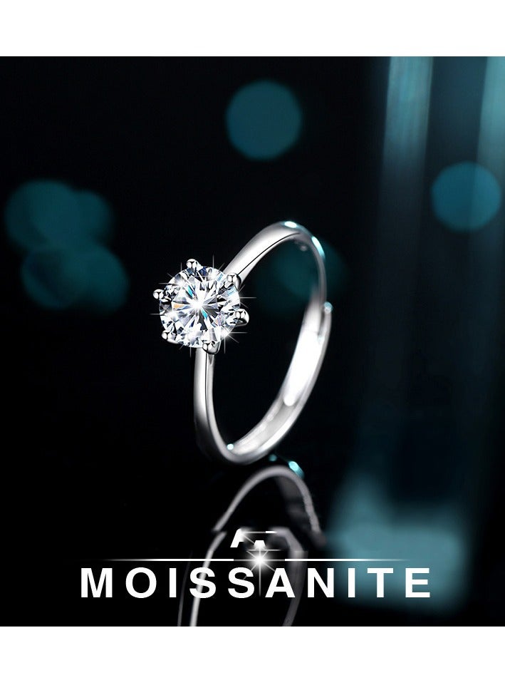 The 2 Carat Moissanite Diamond Ring with Classic Crown Design and Adjustable Size And Matching LED Ring Box, Comes With A GRA Certificate - Image 1