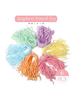 Civaner Civaner 6 Pieces Sensory Stretchy Fidget Toy Spaghetti Fidget Stretchy Ramen Toy Hair Pulling Toy for Stress Relieve Christmas Party Gifts Early Education Birthday(Macaron Color)  - Image 2