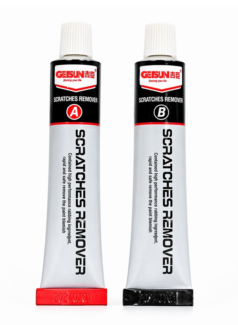 GETSUN Car Scratch Remover Kit GT-7109 25gx2 Tube Paint Scratch Repair Polish Compound Swirl Remover Scuff Mark Cleaner Car Body Repair Cream for Light Scratches Clear Coat Marks Paint Transfer Removal with Sponge Cloth Kit - Image 2