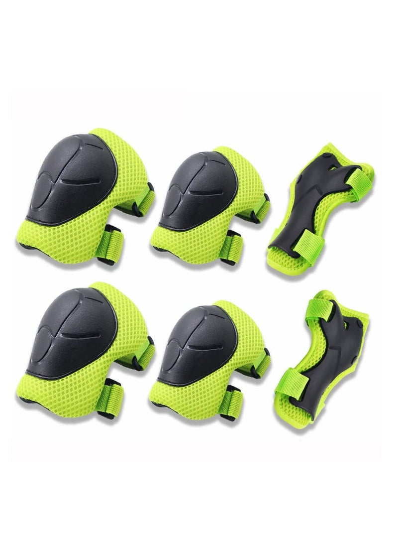 مجموعة معدات الحماية للأطفال، وسادات الركبة للأطفال من سن 7 إلى 13 عامًا، وسادات للركبة والكوع مع واقيات للمعصم 3 في 1 للتزلج وركوب الدراجات والسكوتر (أخضر) - Image 1