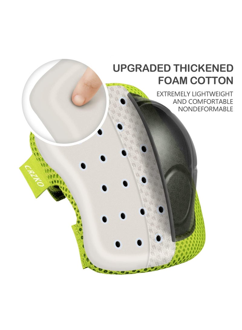 مجموعة معدات الحماية للأطفال، وسادات الركبة للأطفال من سن 7 إلى 13 عامًا، وسادات للركبة والكوع مع واقيات للمعصم 3 في 1 للتزلج وركوب الدراجات والسكوتر (أخضر) - Image 2